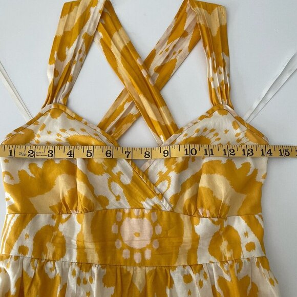 J. Crew Collection Triangle Maxi Dress Sundress Yellow Batik Silk Cotton Size 0 - Picture 4 of 11
